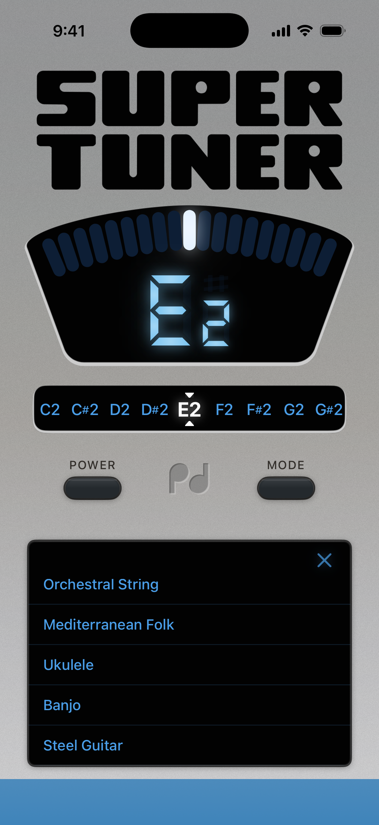 iPhone, Instrument group menu open